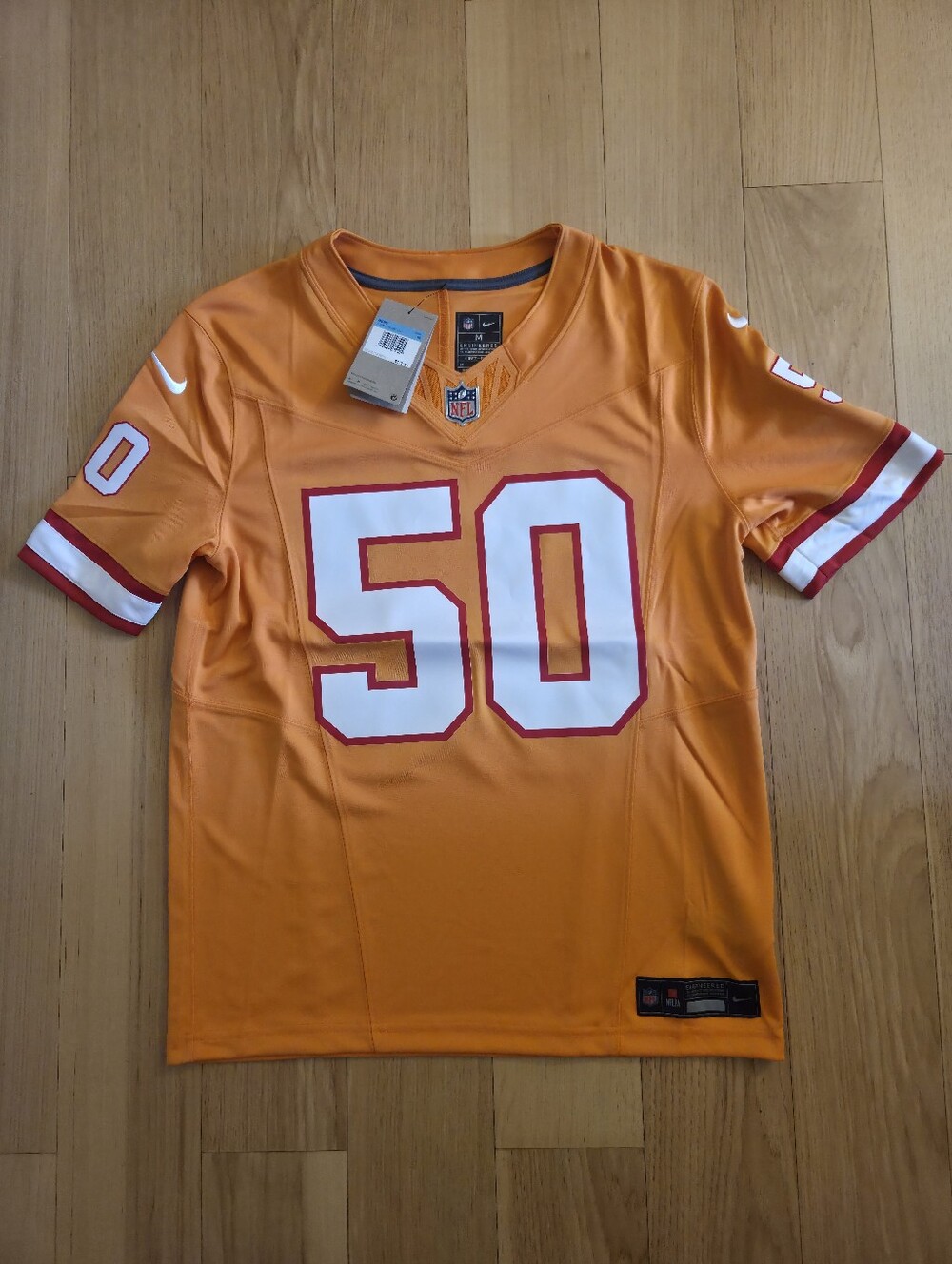 Nike Men's Orange NFL Jersey #50 with White & Red Trim